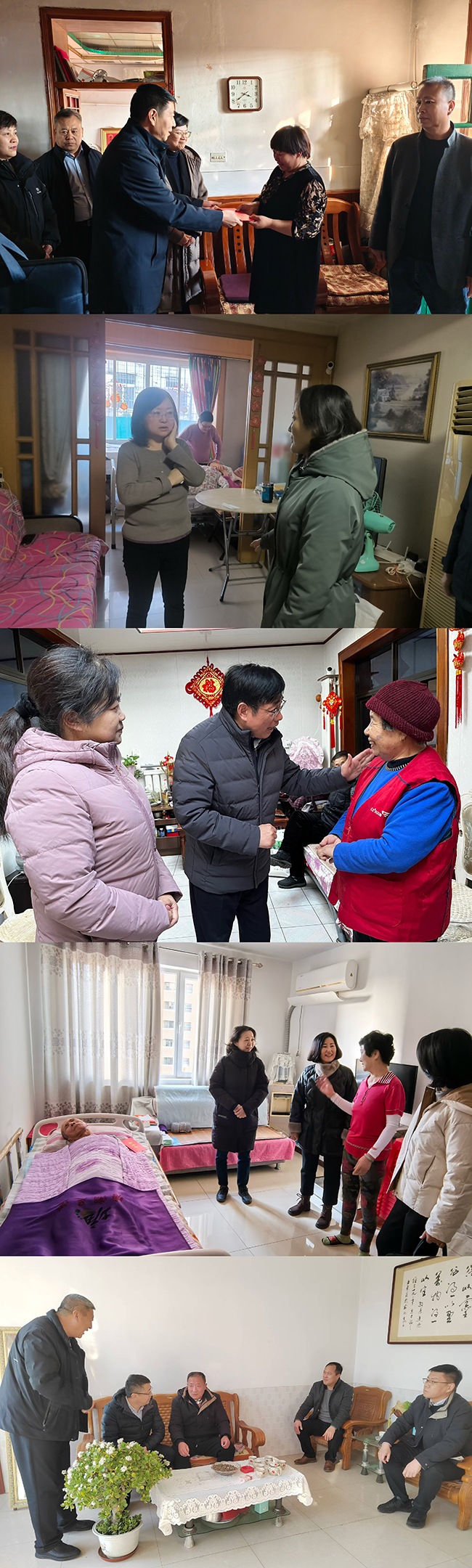 图为天津市残联班子成员走访慰问困难残疾人